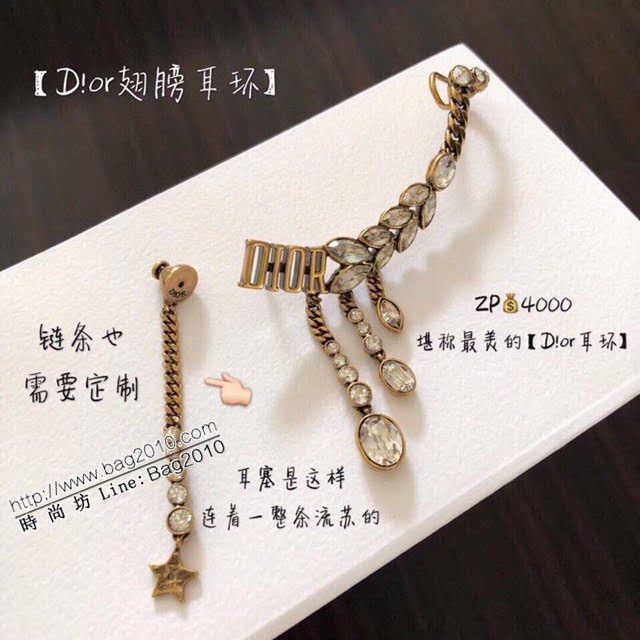 Dior新款飾品 迪奧大小馬眼Silver Shadow耳環 Dior翅膀流蘇吊墜耳釘  zglv2160